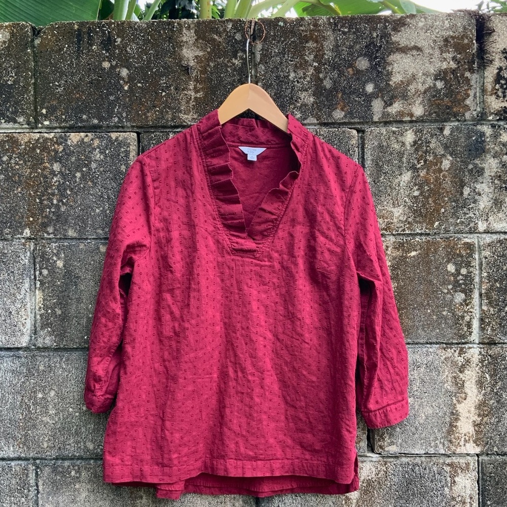 Crown & Ivy - Frilled V-Neck Blouse